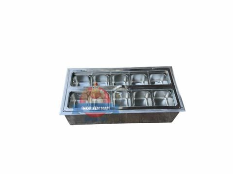  Thùng đá inox 10 khay topping 1/6 nắp kiếng NK832 