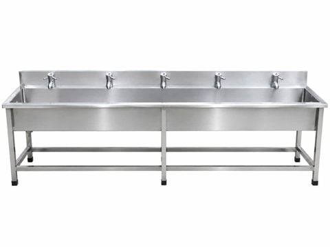  Máng Rửa Tay Inox 2m5 5 Vòi Thấp 