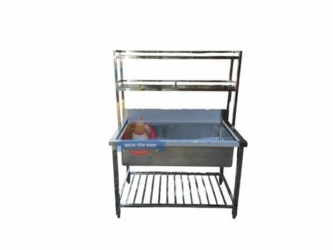  Chậu Rửa Công Nghiệp 1 Hộc 1m2 Kệ 2 tầng CRT177 