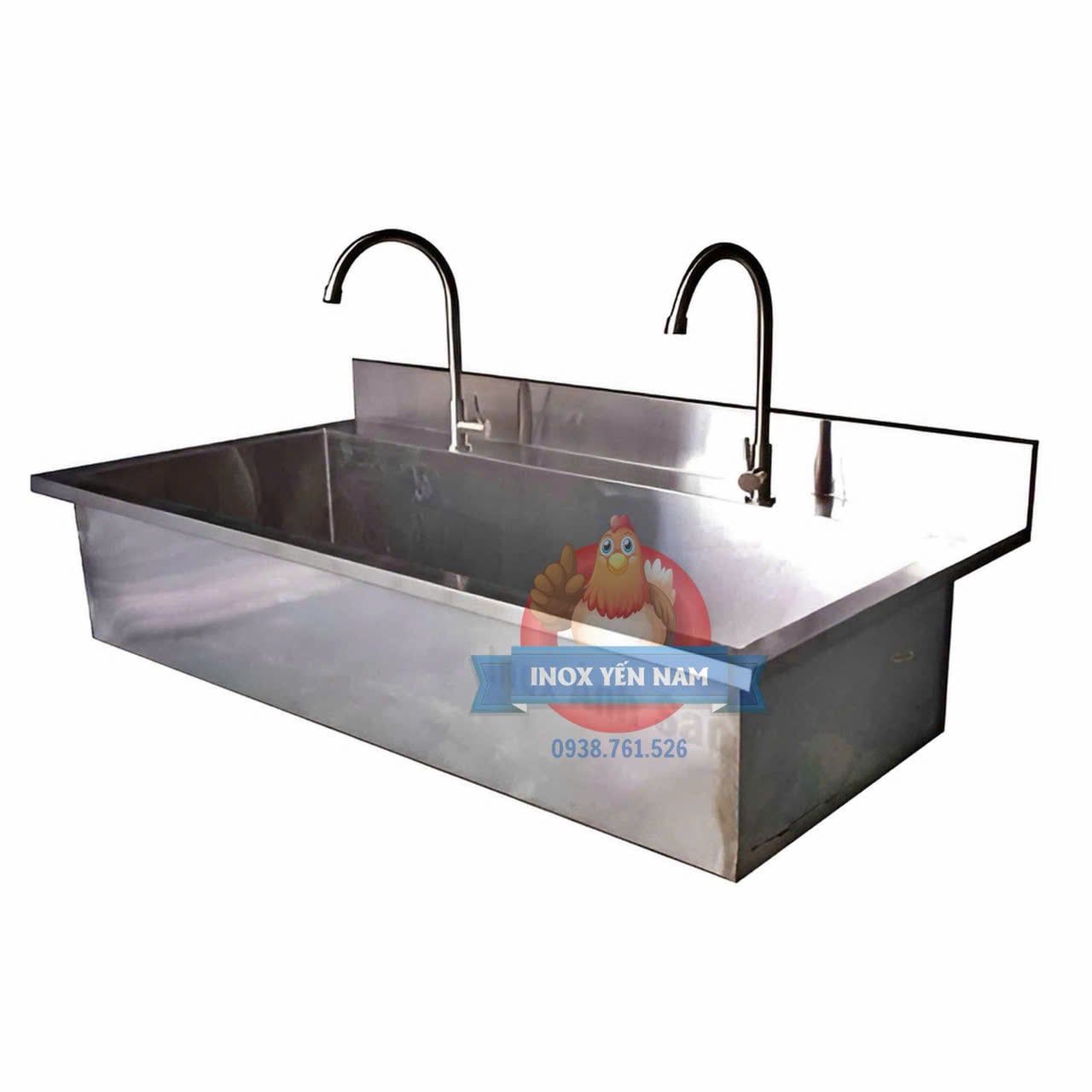  Máng rửa tay inox 1m 2 vòi treo tường TT13 