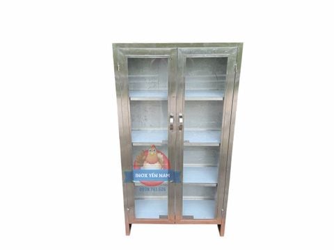  Tủ inox 4 tầng tấm cửa kiếng T145 
