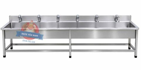  Máng Rửa Tay Inox 6 Vòi Thấp 3 Mét 