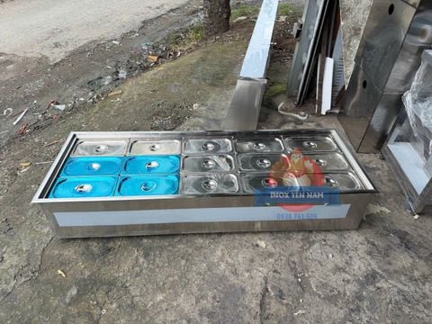  Thùng Đá Inox Giữ Lạnh 15 Khay Topping 1/3 