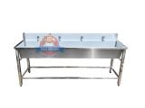  Máng Rửa Tay Inox 2M 4 Vòi Thấp 