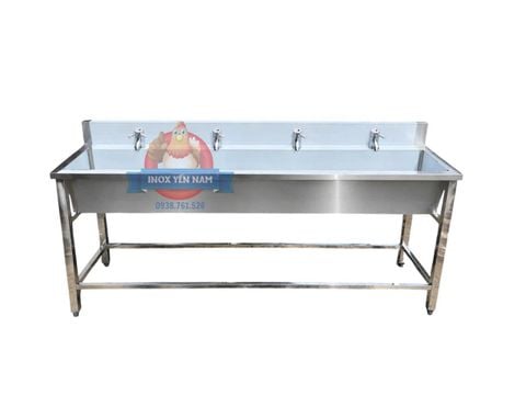  Máng Rửa Tay Inox 2M 4 Vòi Thấp 