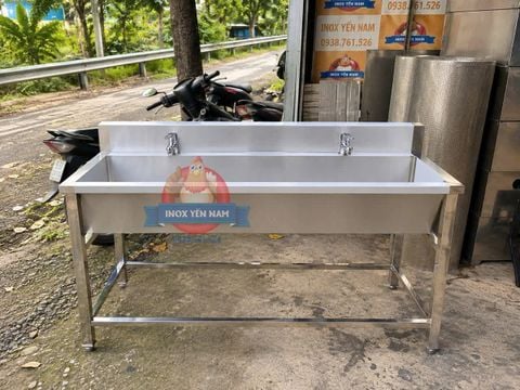  Máng Rửa Tay Inox 2 Vòi Thấp 1m2 VT158 
