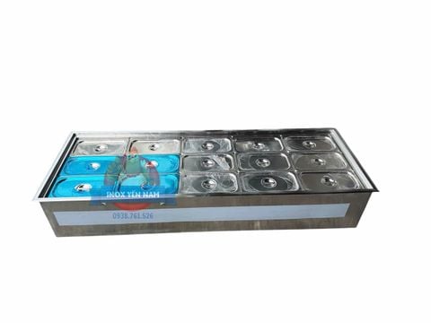  Thùng Đá Inox Giữ Lạnh 15 Khay Topping 1/3 