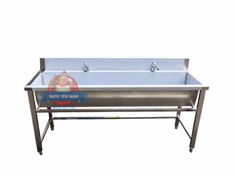  Máng Rửa Tay Inox 2 vòi thấp chân cao 1m2 
