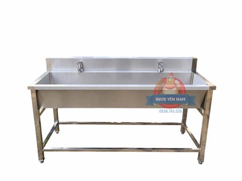 Máng Rửa Tay Inox 1 Mét 2 vòi thấp VT108 