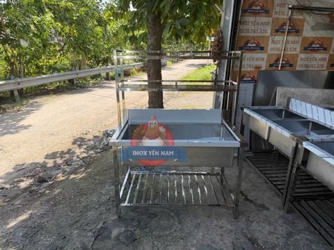  Chậu Rửa Công Nghiệp 1 Hộc 1m2 Kệ 2 tầng CRT177 