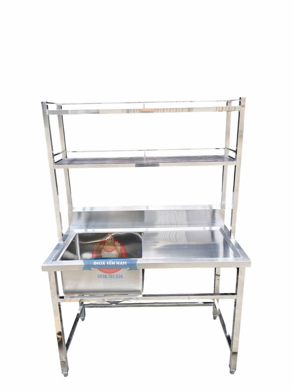  Bồn Rửa Công Nghiệp Inox 1 Hộc Có Kệ Trên KT178 