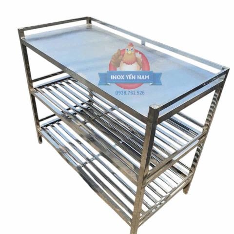  Kệ Inox 3 Tầng Phẳng Song Dài PSD152 