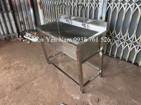  Máng Rửa Tay Inox 1M 2 vòi 