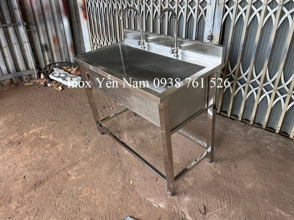  Máng Rửa Tay Inox 1M 2 vòi 