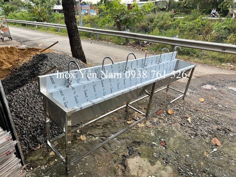  Bồn rửa tay inox 3m 5 vòi 