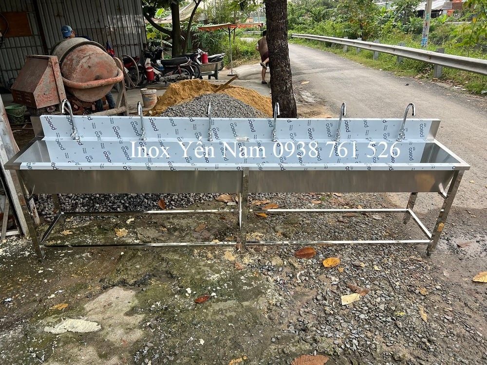  Bồn rửa tay inox 3m 5 vòi 