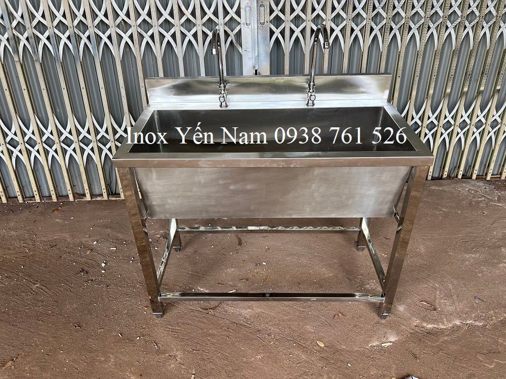  Máng Rửa Tay Inox 1M 2 vòi 