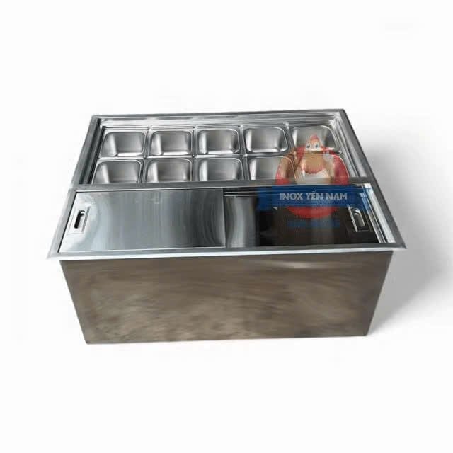  Thùng đá inox 10 khay topping 1/6 