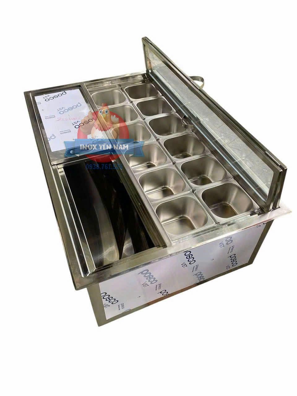  Thùng đá inox giữ lạnh 12 khay nắp kiếng GNK12 