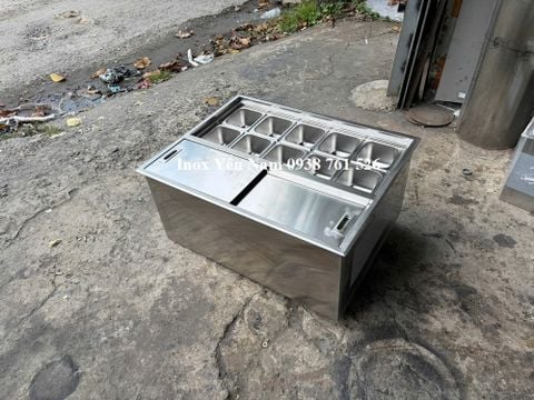  Thùng đá inox 10 khay topping 1/6 