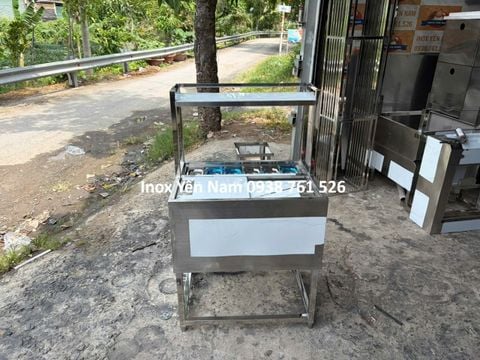  Thùng đá inox topping 6 khay kệ 1 tầng 6K 