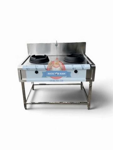  Bếp Á Ga Công Nghiệp 2 Họng Gang Bánh Ú Inox 304 