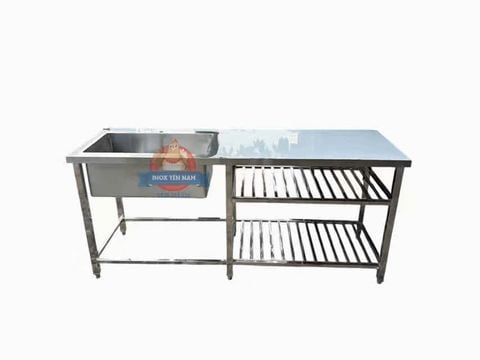  Bồn Rửa Công Nghiệp 1 Hộc kệ bàn phẳng 1m8 