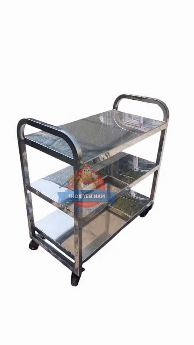  Xe Đẩy Inox 3 Tầng Phẳng P858 