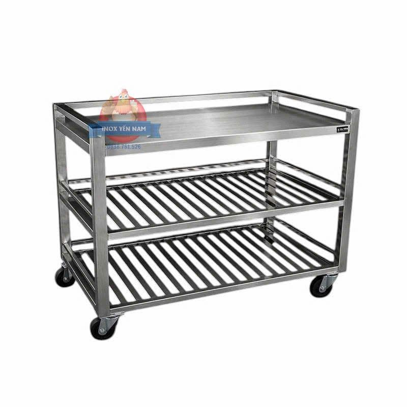  Xe Đẩy Inox 3 Tầng song mặt phẳng SMP858 