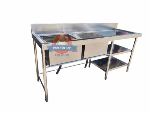  Chậu rửa công nghiệp 2 hộc 1m8 có tầng CT188 