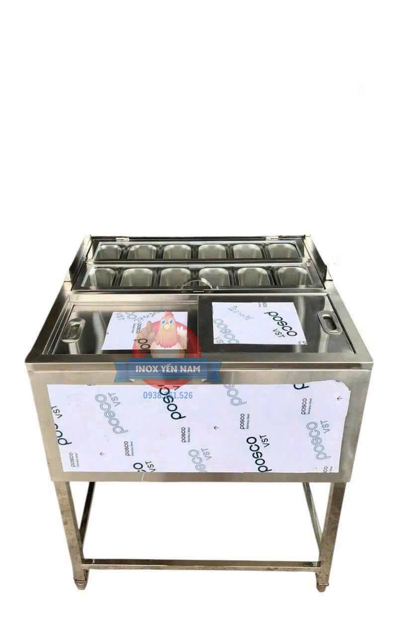  Thùng Đá Inox 12 khay 1/9 nắp kiếng NK19 