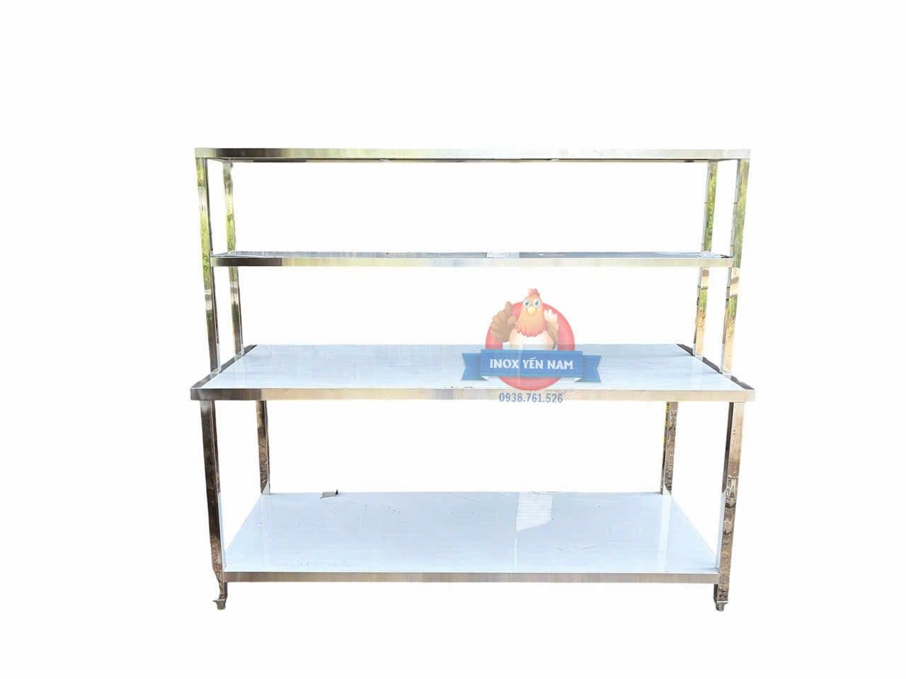  Bàn inox 2 tầng kệ giữa KG168 