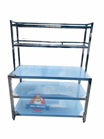  Bàn Inox 3 Tầng Phẳng kệ trên song dài PD1268 