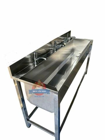  Máng Rửa Tay Inox 1M5 3 vòi thấp VT 