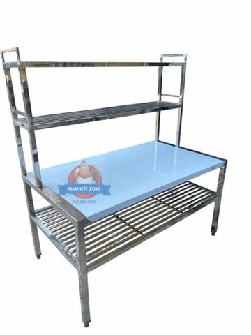  Bàn inox 2 tầng kệ trên song dài KT178 