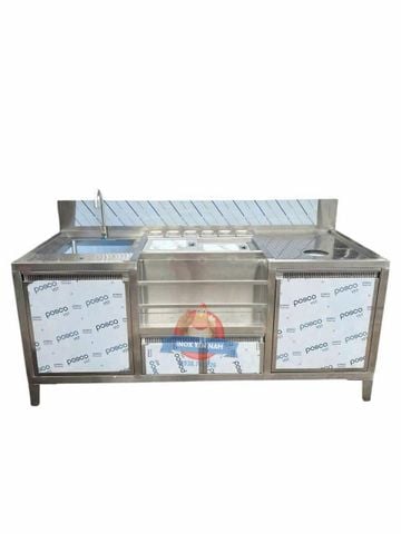 Quầy pha chế inox 6 khay topping úp ly HLK18 