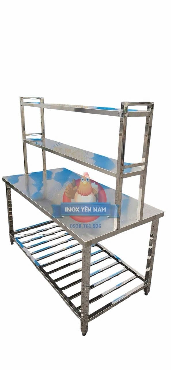  Bàn Inox 2 Tầng Kệ Giữa KG178 