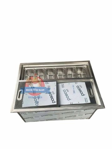  Thùng đá inox giữ lạnh 6 khay topping 