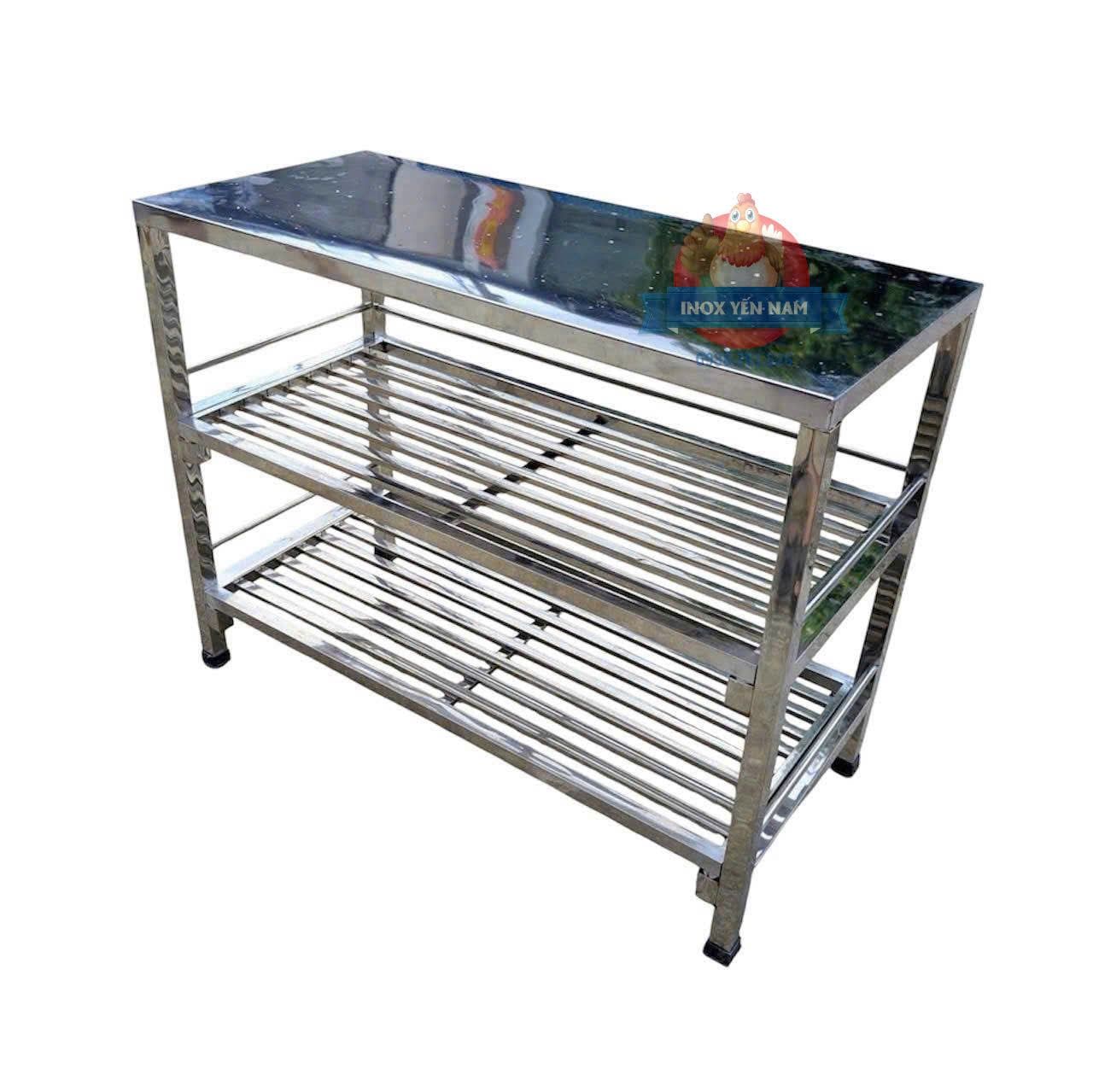  Kệ Inox 3 Tầng Phẳng Song Dài PDN1512 