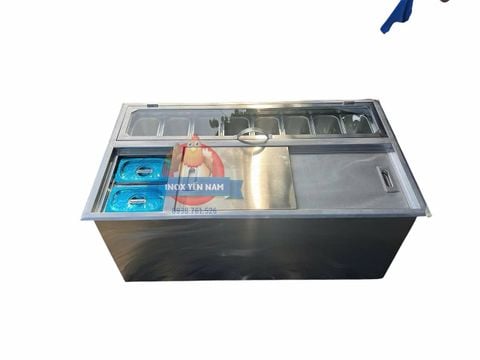  Thùng đá inox 10 khay topping nắp kiếng NK954 