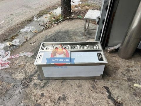  Thùng đá inox 6 khay topping lớn TPL6 