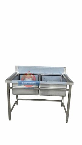  Chậu rửa công nghiệp 2 hộc 1m2 giằng cao GC12 