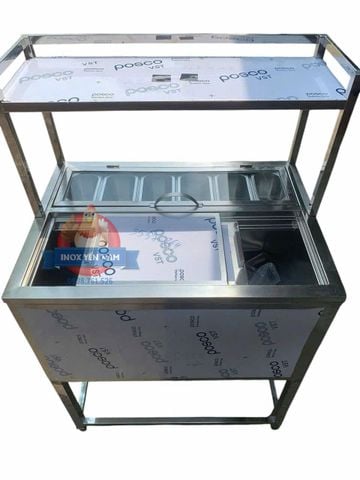  Thùng Đá Inox 5 khay mặt kiếng kệ trên MK 