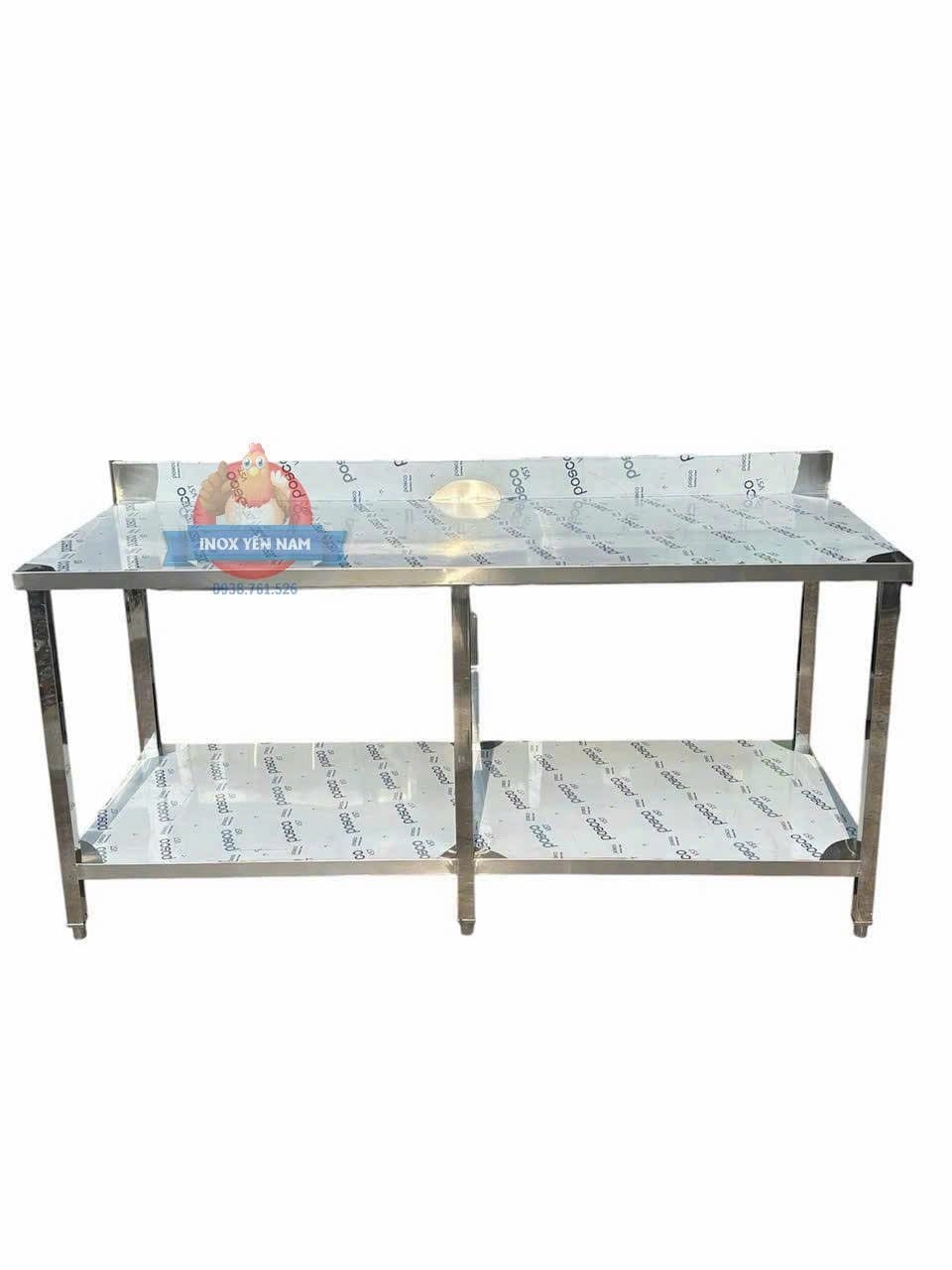  Bàn inox 2 tầng Tấm Chắn 188 