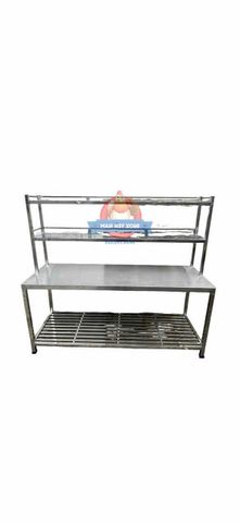 Bàn inox 2 tầng kệ trên song dài KT178 