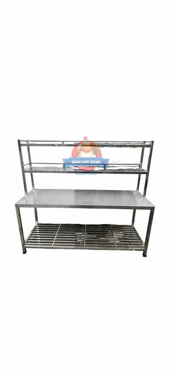  Bàn inox 2 tầng kệ trên song dài KT178 
