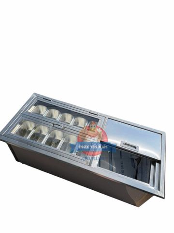  Thùng đá inox 10 khay topping cửa ngang NK144 
