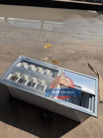  Thùng đá inox 10 khay topping cửa ngang NK144 