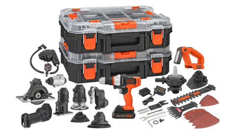 Bộ dụng cụ điện BLACK+DECKER MATRIX 20V MAX, bao gồm máy khoan không dây, 12 phụ kiện và hộp đựng (BDCDMT1212KITC1)