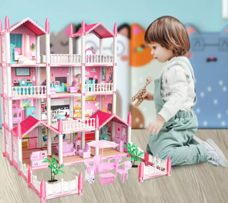  Nhà Búp Bê 2 Tầng Full Nội Thất, 34x35cm, bé sáng tạo kể chuyện 